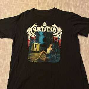 Mortician Chainsaw Dismemberment Album Art Black Death Metal T-Shirt